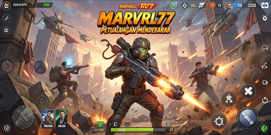 Screenshot gameplay MARVRL77 yang penuh aksi dan tantangan.