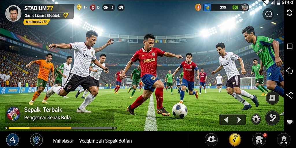 Tampilan gameplay STADIUM77 yang mengesankan dalam aksi sepak bola.