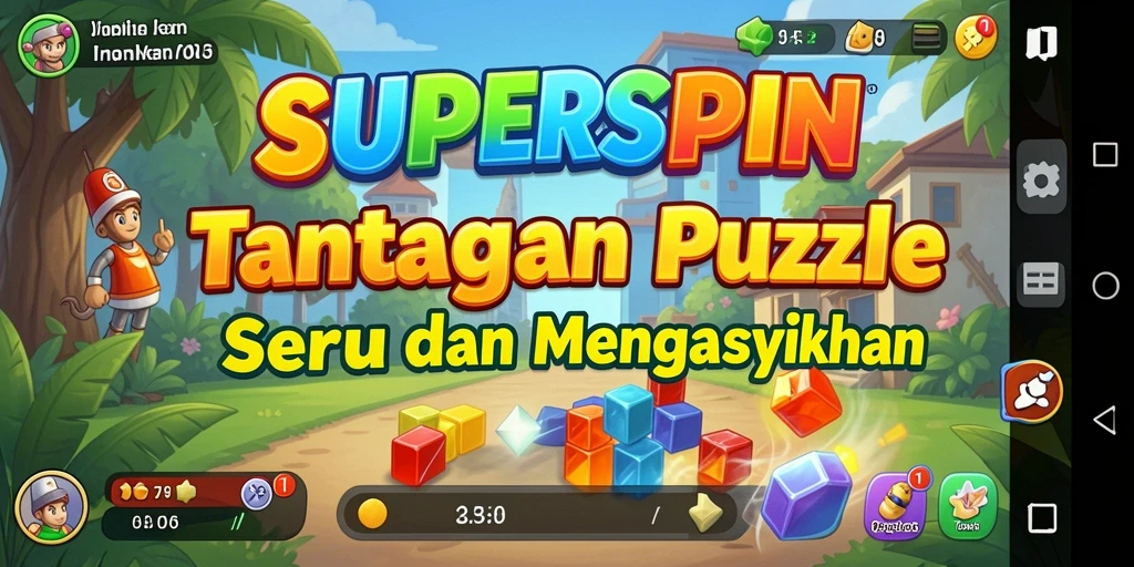 Tampilan gameplay dari SUPERSPIN yang menantang dan penuh warna.
